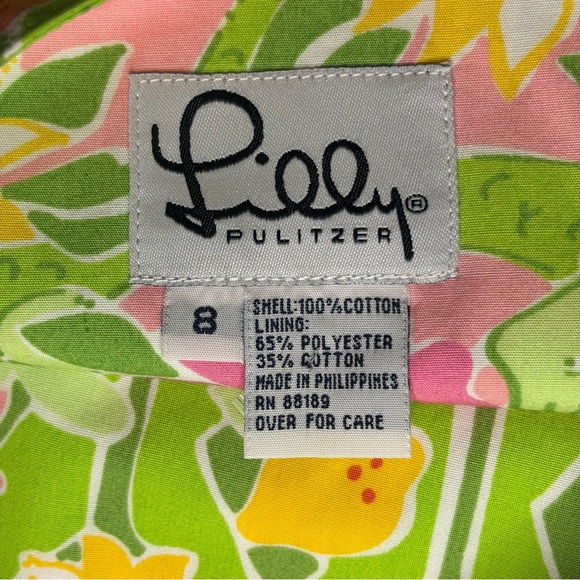 Vintage Lilly Pulitzer Green Pink Floral Ladybug Amazing Mini Skirt Sz 8 Whimsy - Picture 3 of 7